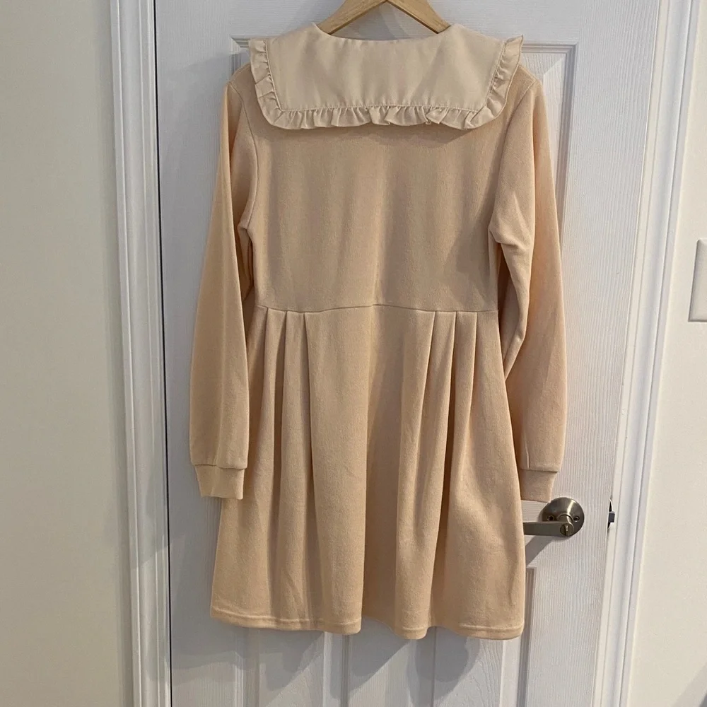 Packitcute Charming Beige Kids Dress with Ruffled Collar Girls  size Large - Picture 2 of 13